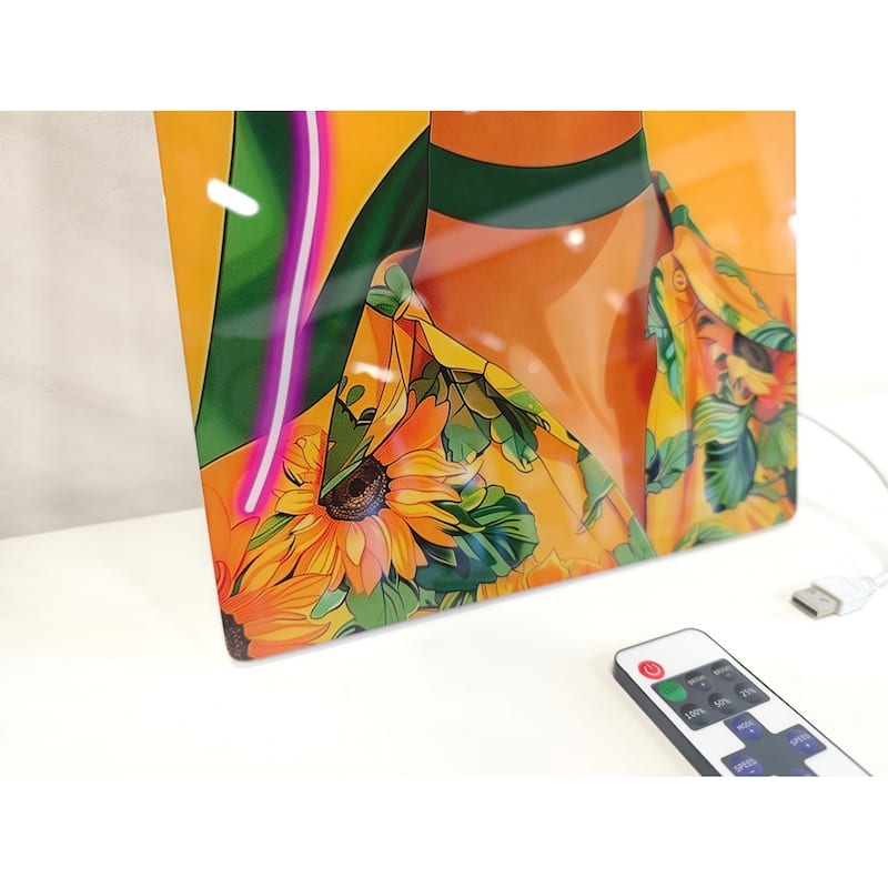 Fashion Girl LED Wall Art - Acrylic Lighted Artwork with Neon Effect, Stylish Illuminated Picture