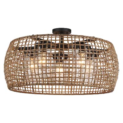 Golden Lighting 1067-O5SF MAW Piper 5 Light 28" Wide Semi-flush Drum