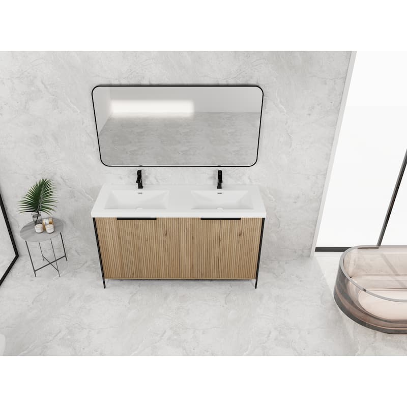 Freestanding Bathroom Vanity with Double Resin Sink