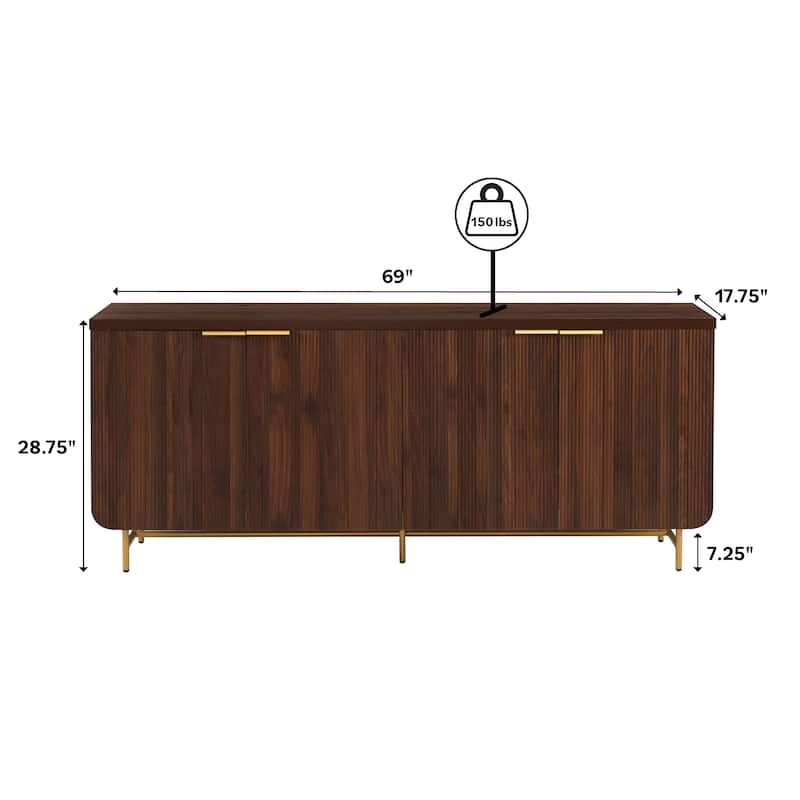 Middlebrook Minimal Fluted Four-Door Buffet Sideboard