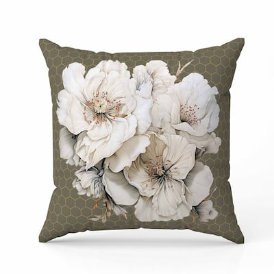 Magnolia Majesty Faux Suede Reversible Throw Pillow Aloe and Green