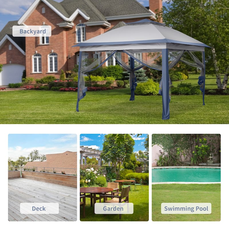 Ainfox 11x11ft Gazebo Outdoor Pop up Canopy with Mosquito Net and Carry Bag