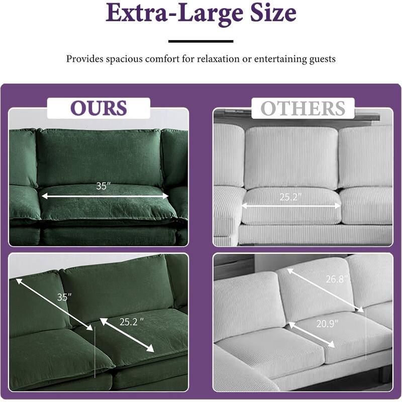 Modern Living Room Set, Upholstered Chenille Sofa with Pillows for Living Room, Chenille