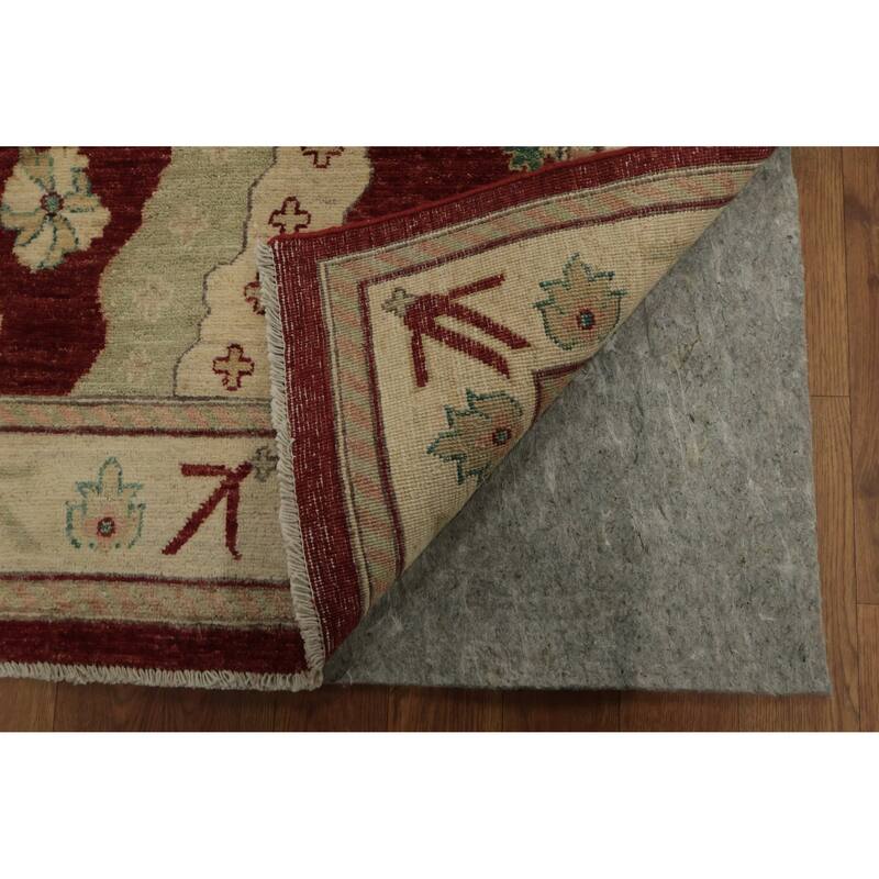 Hand Knotted Oriental 100% Wool Carpet Transitional Floral Red Oushak Area Rug - 12' 0'' X 9' 0''