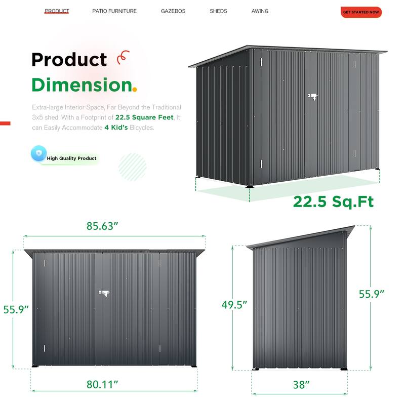 AECOJOY Storage Shed Lean to Bike Sheds & Outdoor Storage On Sale