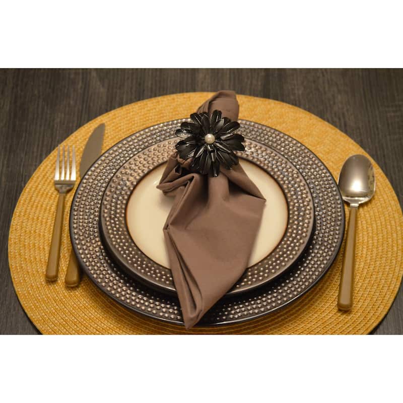 Flower Napkin Rings Set of 8 (Black Pearl)
