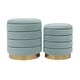 preview thumbnail 2 of 4, Saturn Sea Blue Storage Ottomans - Set of 2