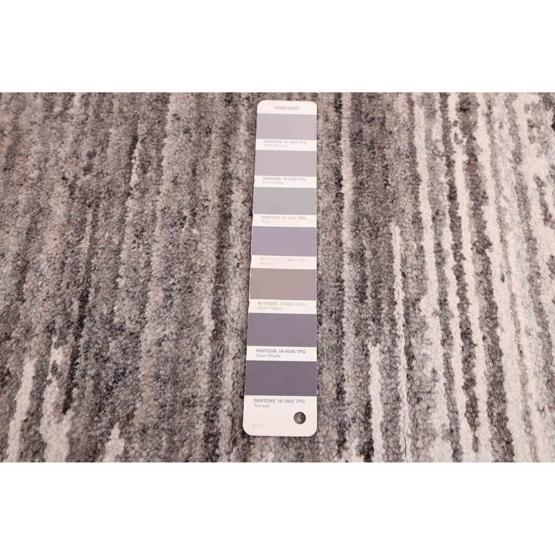 ECARPETGALLERY Hand Loomed Elysian Dark Grey Wool Rug - 7'9 x 9'11