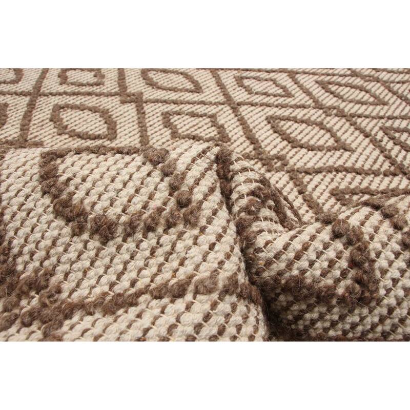 ECARPETGALLERY Braid weave Sienna Brown Wool Rug - 5'1 x 7'8