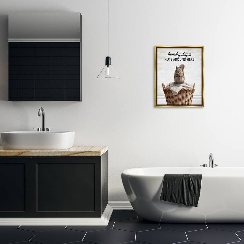 Stupell Funny Laundry Day Is Nuts Framed Floater Canvas Wall Art Design By Lettered and Lined