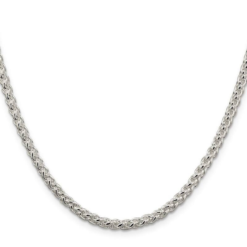 Curata 925 Sterling Silver Solid 4mm Wheat Chain Necklace for Men
