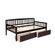 preview thumbnail 9 of 25, Kids Daybed Wood Sofa Bed with Pull-out Storage Drawers Twin Size Platform Storage Bed with Headboard Footboard Guardrails