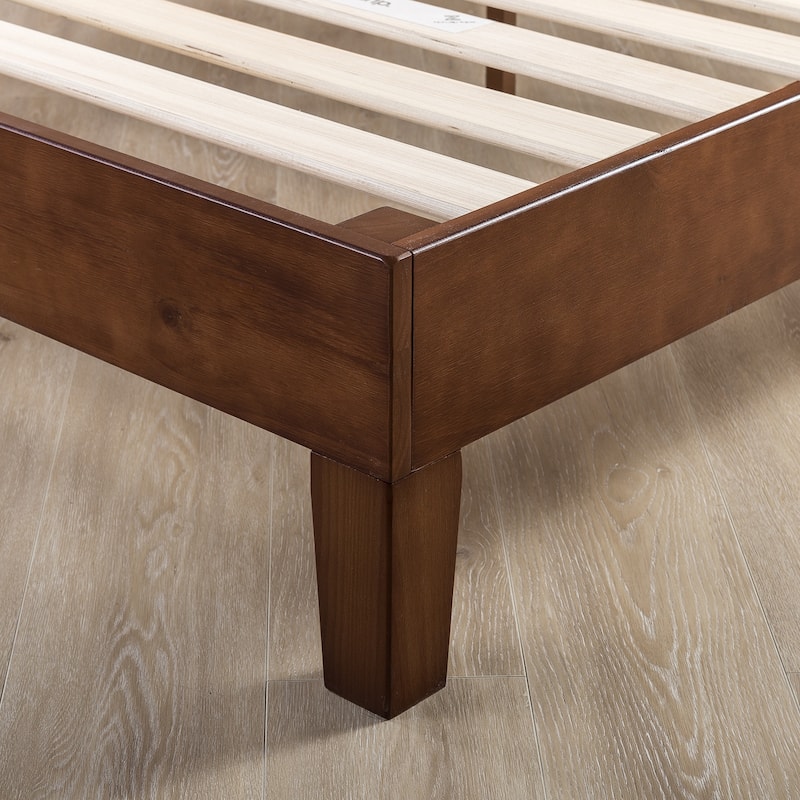 Grand Solid Wood 12-inch Platform Bed Frame by Crown Comfort