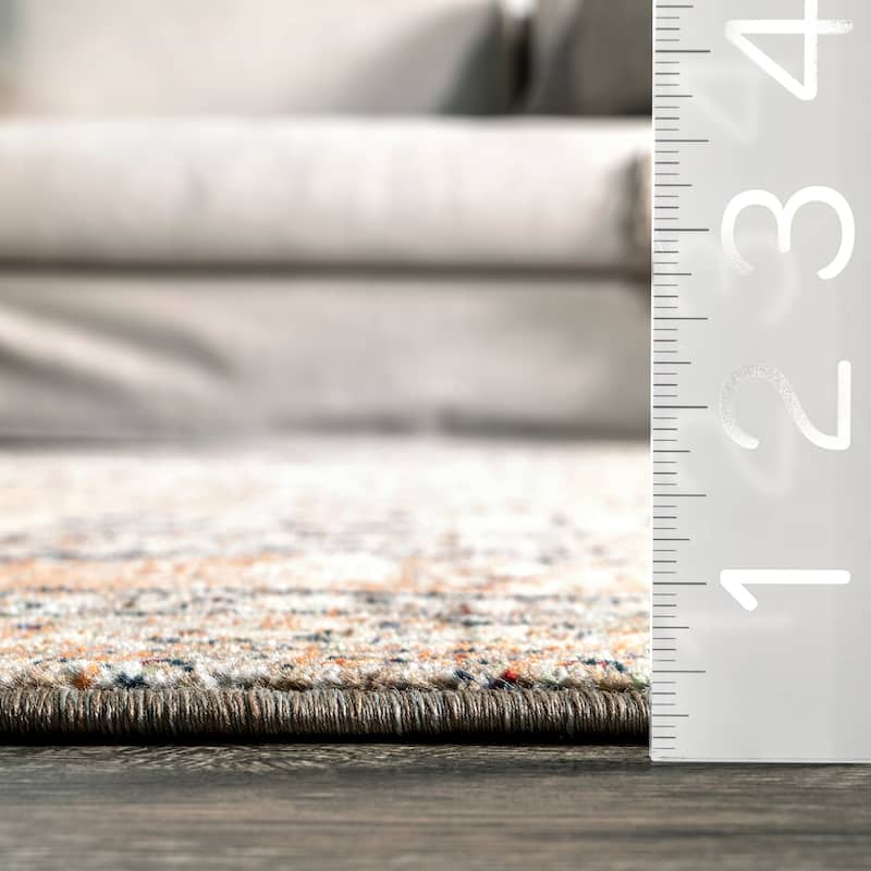 Nuloom Charvi Distressed Medallion Fringe Area Rug
