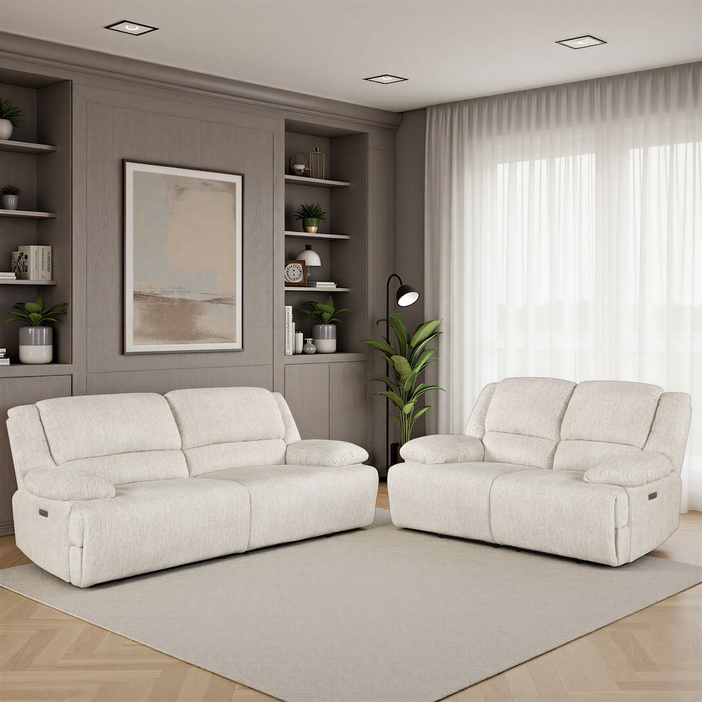 Vanta Microfiber 2-Piece Power Double Reclining Living Room Sofa Sets