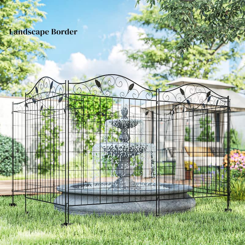 Outsunny Garden Decorative Fence 4 Panels 44in x 12ft Steel Wire Border Edging for Landscaping