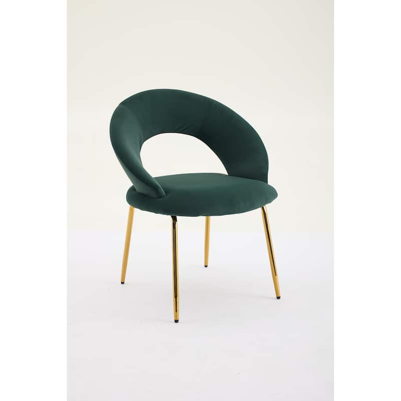 Velvet Dining Chairs with Curved Backrest and Metal Legs, kitchen Chair with Adjustable Foot Nails for Dining Room