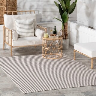 Home Conservatory Pinstripe Handwoven Indoor/Outdoor Area Rug