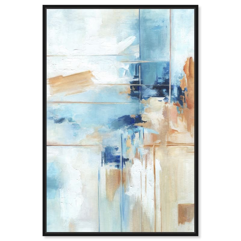 Art Remedy House Of Lines I Framed Blue Abstract 1 Piece Canvas Wall Art - 31 x 46 - Black