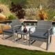 3-pc. Outdoor Cushioned Wicker Chat Set - Black