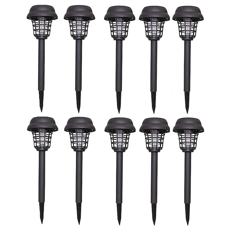 10 Pack Solar Garden Lights LED Landscape Yard Lawn Decor Lamps - Black