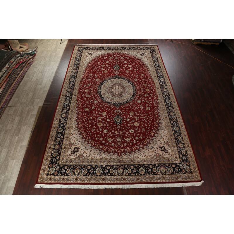 Vegetable Dye Nain Persian Area Rug Hand-knotted Large Wool Carpet - 12'1" x 19'1"