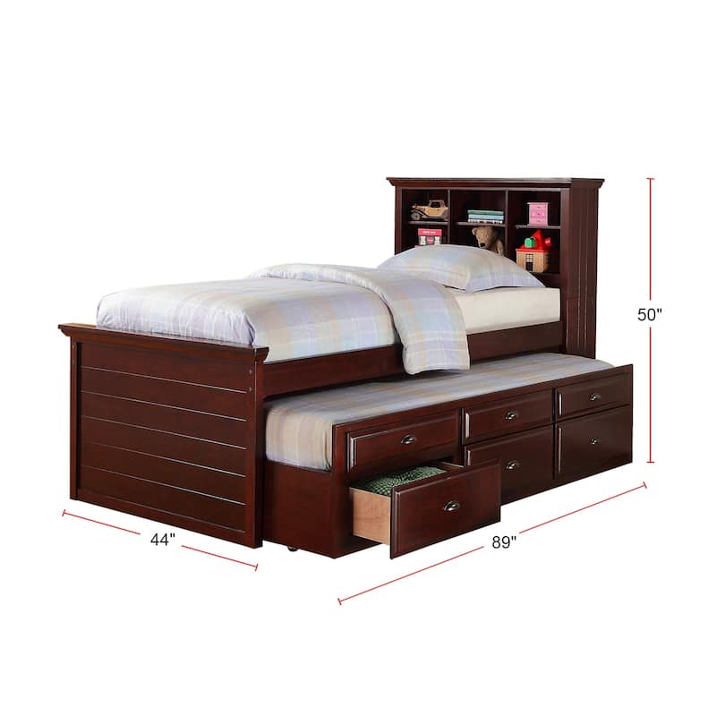 Wood Twin Size Storage Bed Whit Trundle