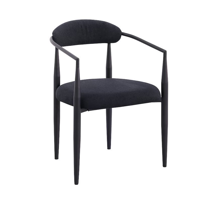 Dining Chairs Kitchen Chair Dining Room Chairs Office Chair Boucle Backrest Chair Dining Chair with Metal Legs - Black