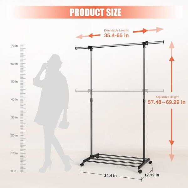 Adjustable Hanger Heavy Duty Hanger Folding Rolling Clothes Organizer ...