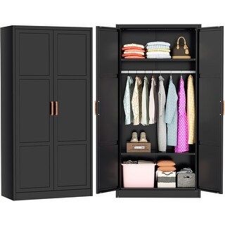 Modern Metal Lockable Wardrobe Armoire Storage Cabinet - Bed Bath ...