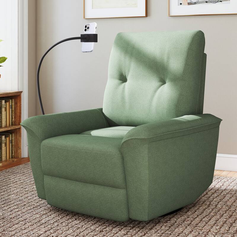 270°Power Swivel Rocker Recliner Chair w/Phone Holder, Electric Glider Reclining Sofa with USB Ports, Power Swivel Glider