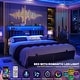preview thumbnail 39 of 67, Upholstered Bed Frame with Storage Shelving, Platform Beds with Charge Station and LED Lights