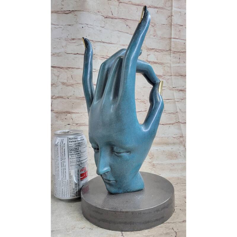 Salvador Dali Human Face Hand Made Bronze Sculpture Special Patina Statue Decor