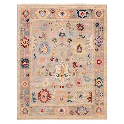 ECARPETGALLERY Hand-knotted Modern Oushak Light Grey Wool Rug - 8'0 x 10'1