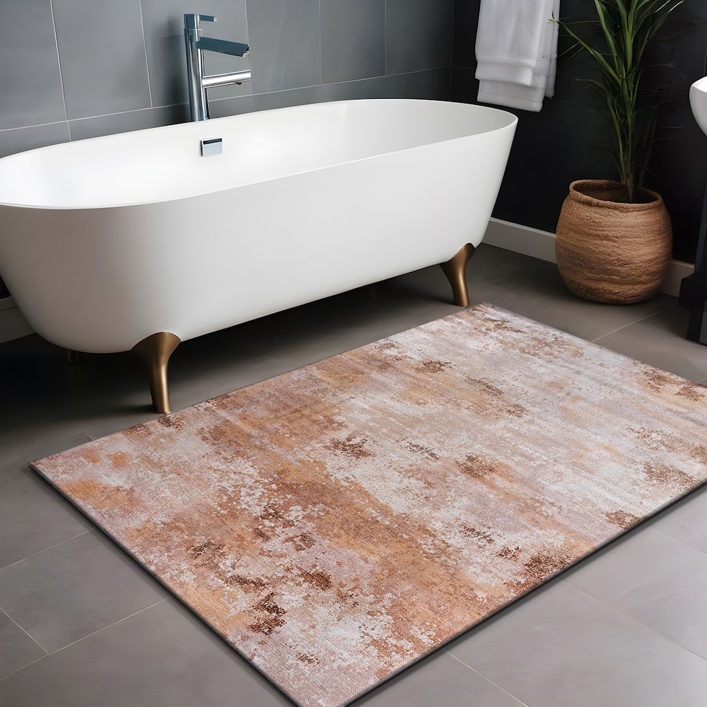 Beverly Rug Queen Abstract Non-Slip Rubber Back Washable Indoor Area Rug