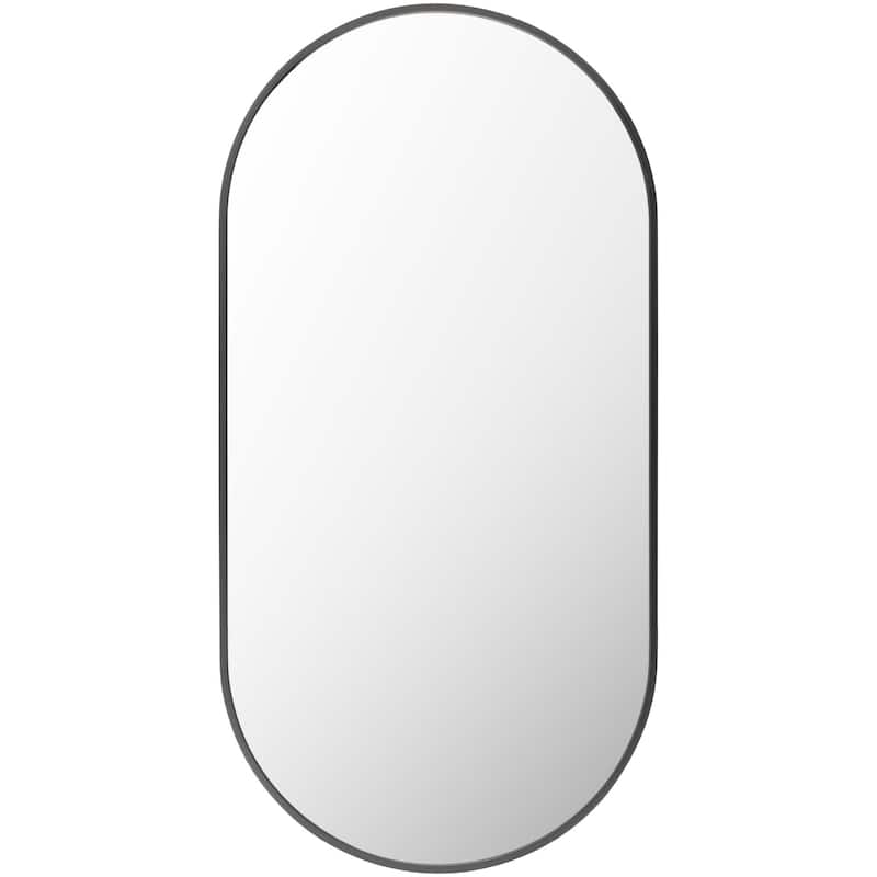 Livabliss Aranya Modern Aluminum Oval Pill-Shaped Accent Mirror