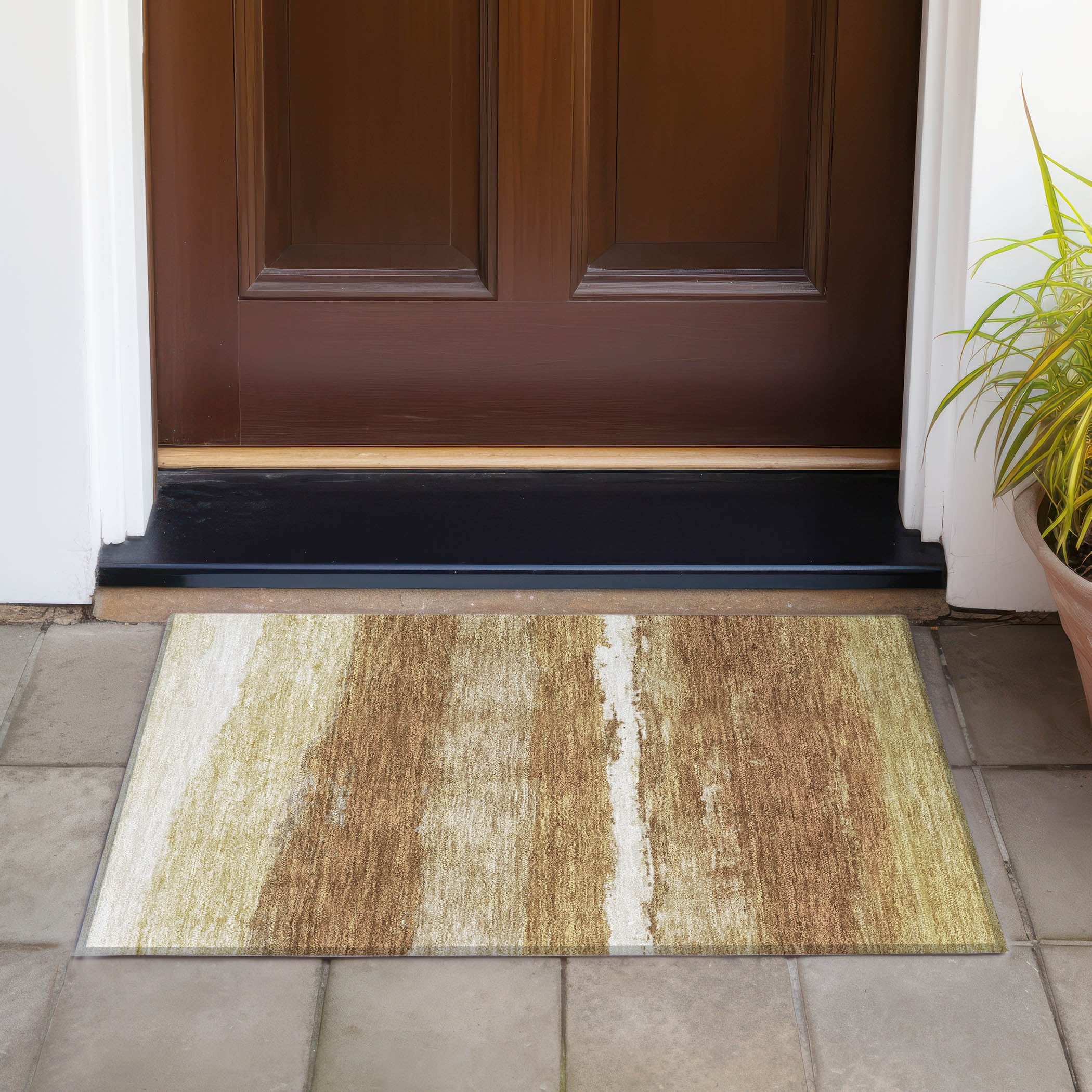 Machine Washable Indoor/Outdoor Watercolor Ombre Chantille Rug