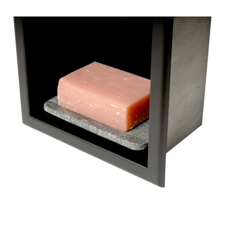 ALFI brand 8" x 36" Black Matte Stainless Steel Vertical Triple Shelf Bath Shower Niche