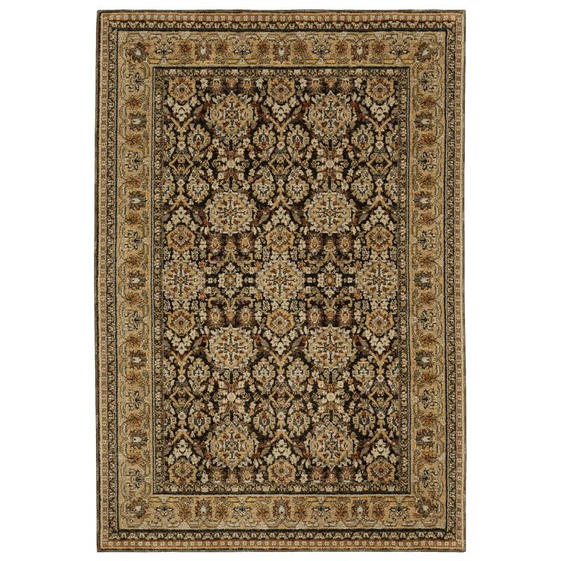 Style Haven Adalynn Bordered Traditional Brown/ Gold Area Rug - 1' 10" x 3' 2" - Rectangle