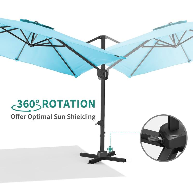 10x10Ft Offset Patio Umbrella, with Adjustable Tilt, 360° Rotating
