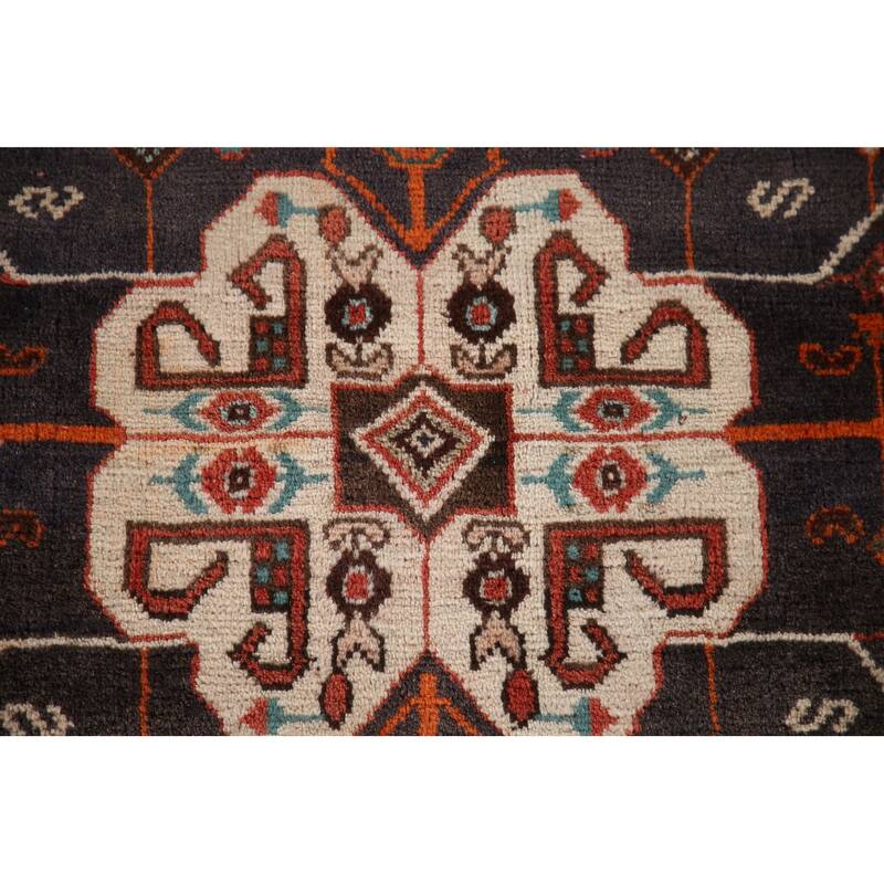 Vegetable Dye Handmade Shiraz Persian Vintage Rug Orange Wool Carpet - 6'2"x 9'4"