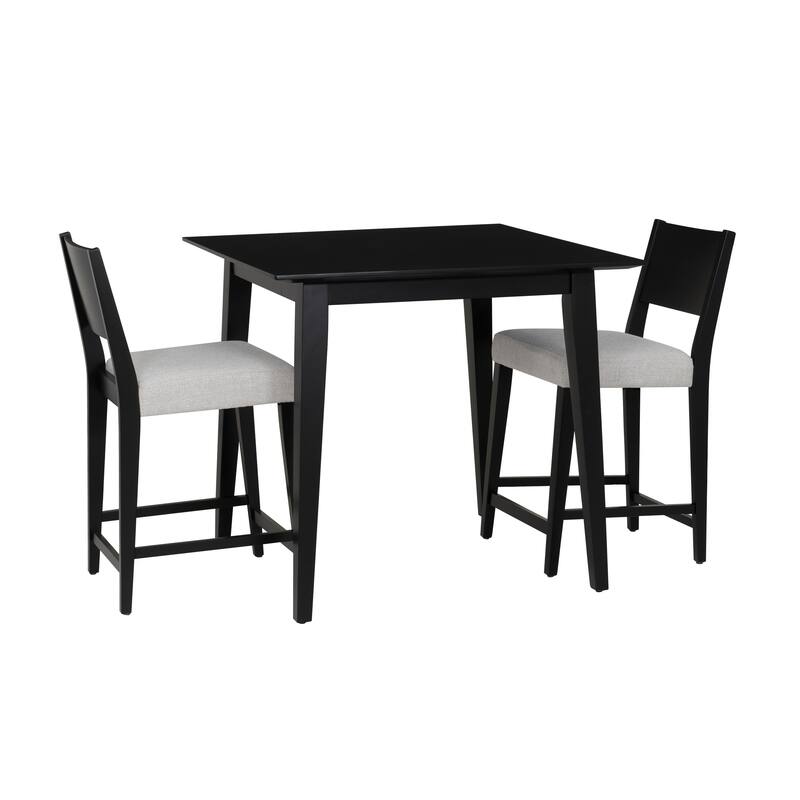 Caelan 3PC Upholstered Counter Set Black