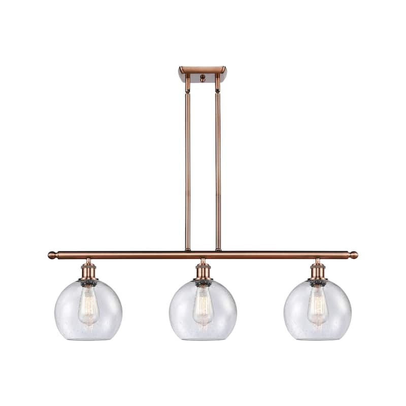 Innovations Lighting Athens 3 Light 36" Island Light - 8" Shade - Antique Copper/Seedy