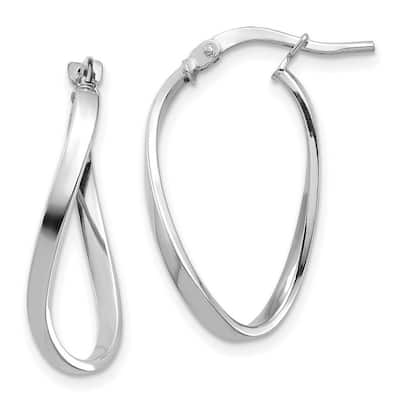 Curata 14k White Gold Polished Wavy Hoop Earrings - 23.2x14.7mm