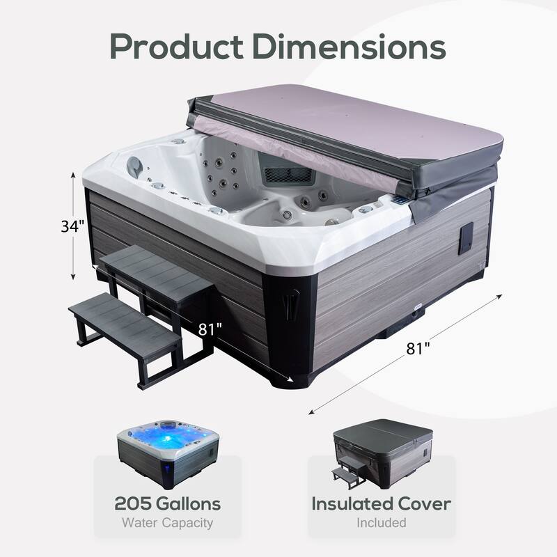 EROMMY Luxury 6-Person Hot Tub – 51 Jets, Heated & Ozonated – Premium Family Spa with Cover