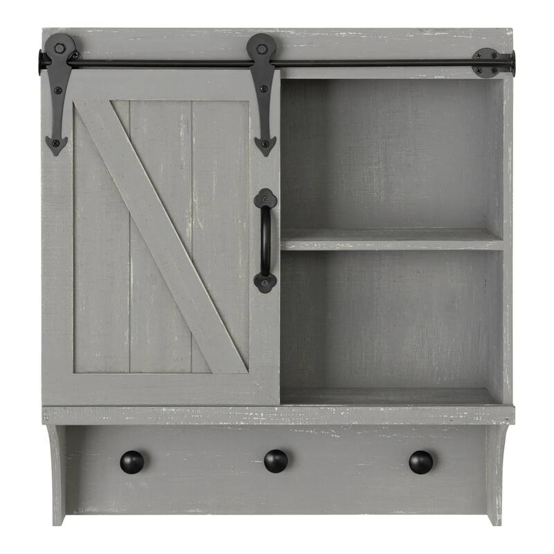 Kate and Laurel Cates Wooden Barn Door Decorative Wall Cabinet - 18x8x20