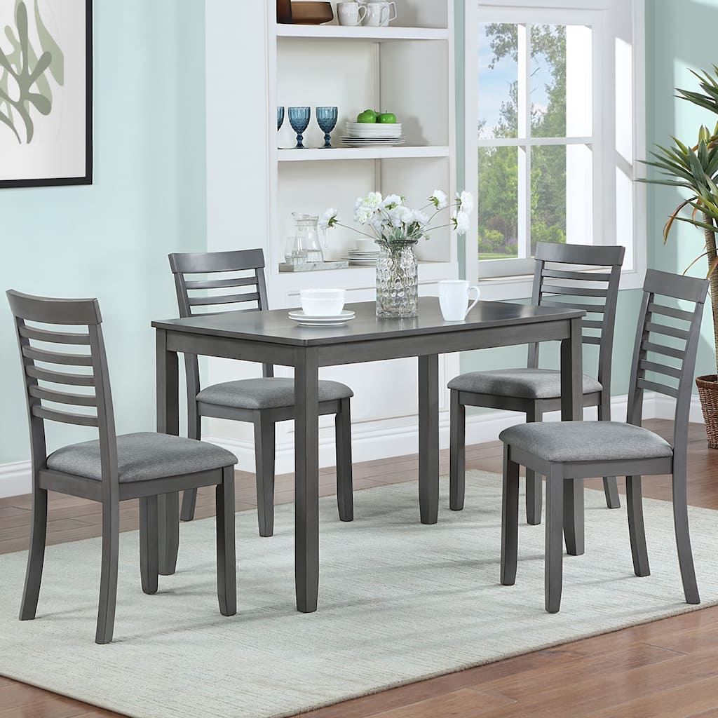 Modern 5 Piece Dining Table Chairs Wooden Rectangular Dining Table Casual Dining Table with 4 Dining Upholstered Chairs