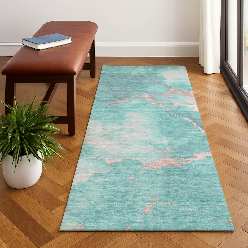 Premium Washable Super Soft Contemporary Mayfield Rug - Teal - 2'3" x 7'6"