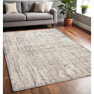 HomeRoots 5' X 8' Gray and Ivory Abstract Area Rug - 5' x 8' - Bed Bath ...