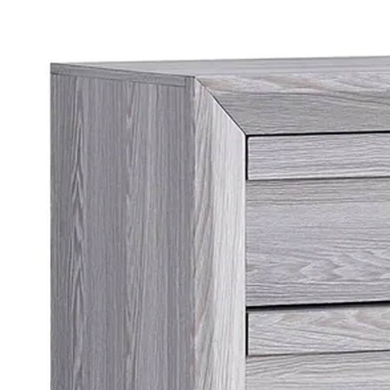 Laide Tall Dresser Chest with 5 Drawers, Cup Handles, Gray Driftwood Veneer
